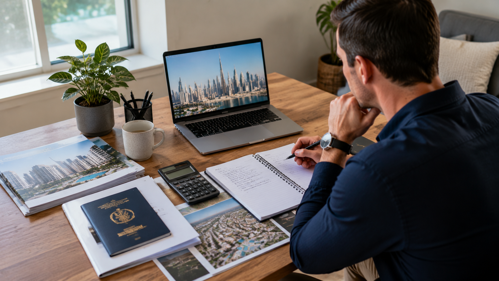 Brisbane investor preparing documents and research before attending Dubai Property Expo