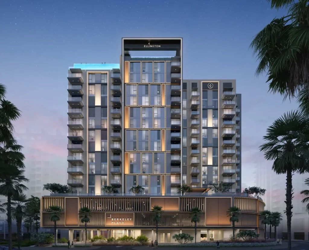 Ellington Berkeley Place luxury apartment development in Dubai highlighted during Dubai Property Expo Brisbane 2026.