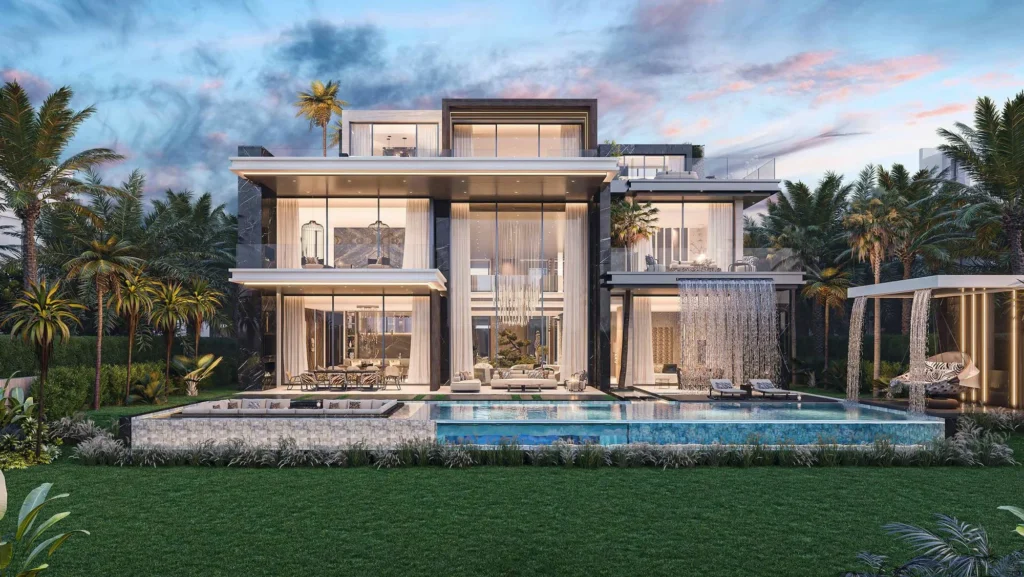 Ultra luxury modern villa with landscaped gardens and private pool in Dubai attracting Australians buying property in Dubai.